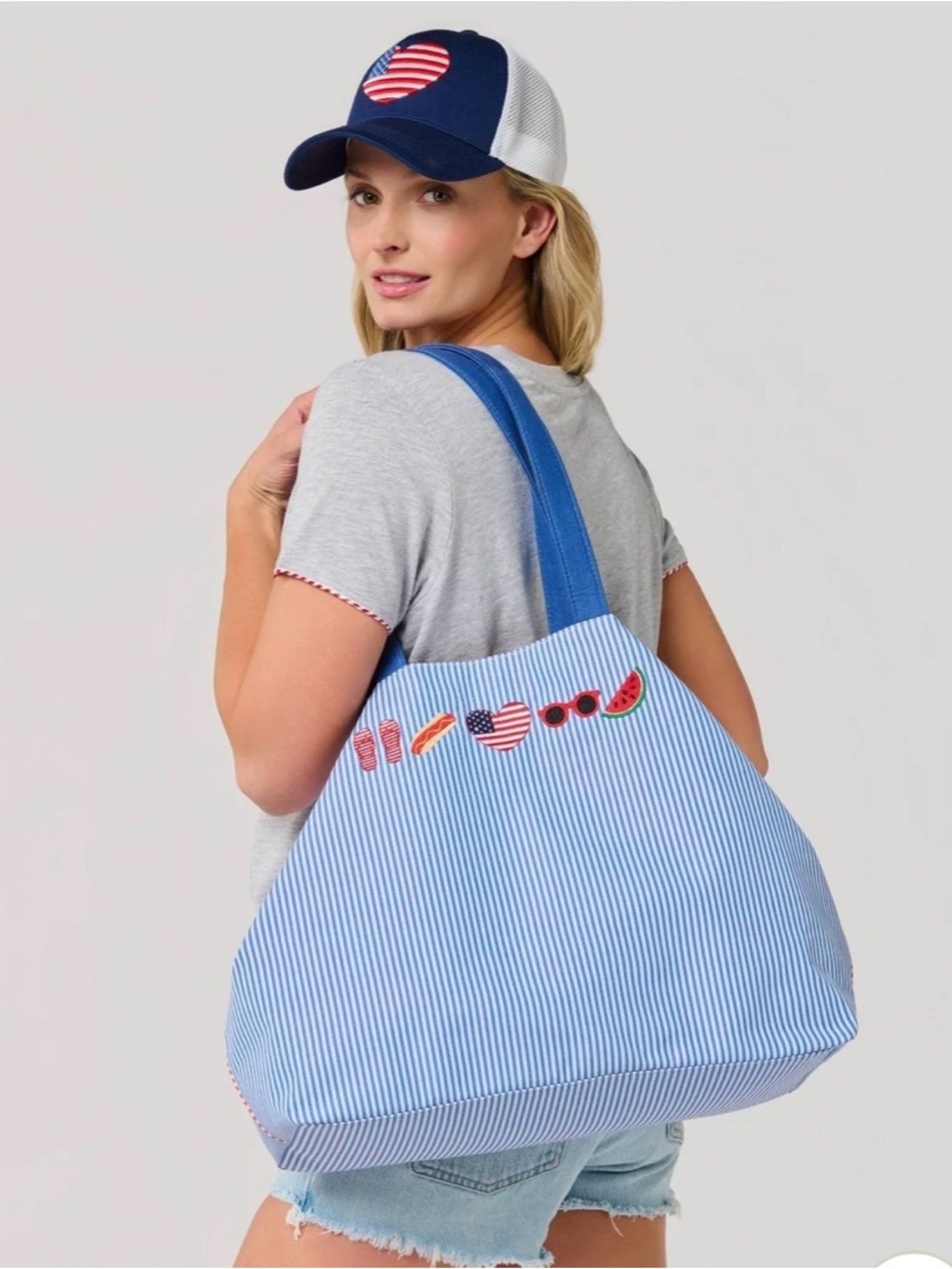 Shiraleah Americana Oversized Tie-Up Tote – Patriotic Beach Bag NWOT